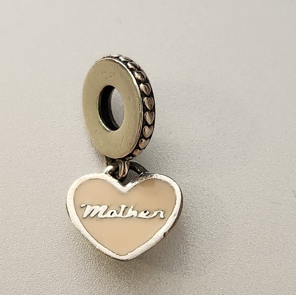 Auth. Pandora Mother "Always in My heart" Enamel Heart Dangle Charm - Picture 2 of 4